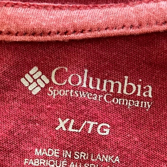 Columbia women’s t-shirt 3/4 sleeves red with sheet print, size XL, red - Picture 2 of 8